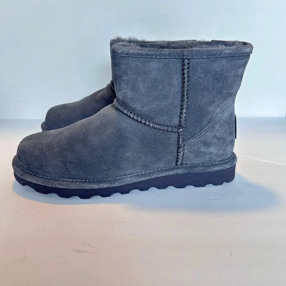 Bearpaw Alyssa 10‎ charcoal gray suede sheepskin NeverWet ankle boots NEW - Picture 1 of 8